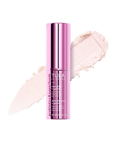 Tula Skin Care Chrome Rose Glow & Get It Cooling Brightening Eye Balm | Dark Circle Under Treatment, Instantly Hydrate and Brighten Undereye Area
