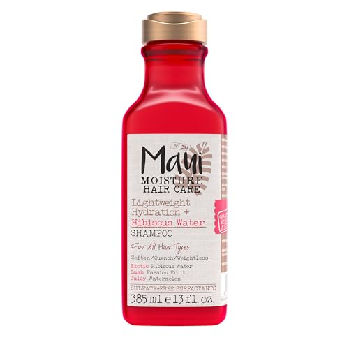 Maui Moisture Lightweight Hydration + Hibiscus Water Shampoo, Moisturizing Aloe Vera Shampoo Softens Curly Hair, Vegan & Sulfate-Free Surfactants, 13