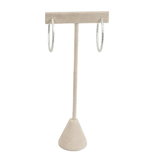 N’icePackaging 6-Pack 6.75" Tall - Beige Faux-Suede Free-Standing Earring T-Stand Display - T-Shape For Business Home Sales Showroom and Tradeshow…