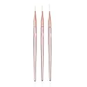 FULINJOY 3 Pcs Rose Gold Nail Art Liner Brushes Set, UV Gel Acrylic Application Nail Pens Nail Art Designs Tools(7mm/9mm/11mm)