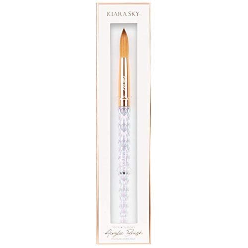 Kiara Sky Kolinsky Acrylic Nail Brush #14 - Pure Kolinsky Sable Hair, Iridescent Crystal Handle, Acetone Resistant, for Acrylic Application Beauty & Personal Care KIARA SKY