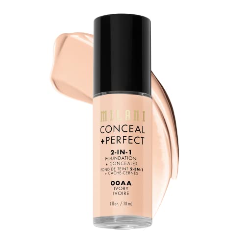 Milani Conceal + Perfect 2-in-1 Foundation + Concealer for a Flawless Complexion, Under Eye Corrector, Cover Redness and Imperfections, Waterproof