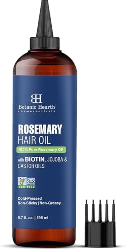 Botanic Hearth Hair Oil for Hair Growth | Rosemary Oil for Hair Growth with Biotin, Castor & Jojoba | Hair Relaxers & Dry Scalp Treatment | Color Safe Beauty and Personal Care Botanic Hearth Default Title