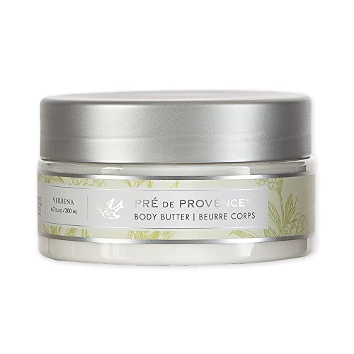 Pre de Provence Collection Shea Butter Enriched Body Butter Soothing & Hydrating Emollient Cream Body Moisturizer for Women, 6.7 Fl Oz, Verbena