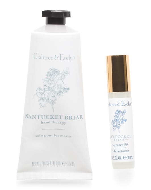 Crabtree & Evelyn Nantucket Briar Fragrance Oil Rollerball 0.33oz & Hand Creme 3.5oz Set