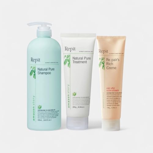 Repit Hair Care 3 Step Routine Set - Shampoo 16.9 fl oz, Treatment 7.76 fl oz & Rich Crème - Restore Dry, Damaged & Color-Treated Hair - Sulfate Free