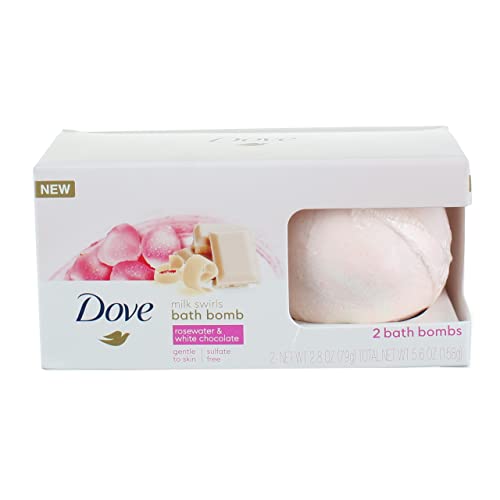 Dove Milk Swirls Bath Bombs, Rosewater & White Chocolate, 2 CT, 2.8 Oz Ea 2 CT