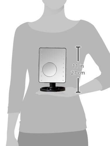 IdeaWorks Light-Up Mirror-Large Mirror with 16 LED Lights for Make-Up, Tweezing, & Other Facial Applications-Rotating Mirror-Magnifier Option-Built-in