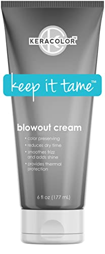 Keracolor Blowout Smoothing Cream for Hair, Color Preserving, Heat Protectant Styling Treatment, 6 Fl Oz