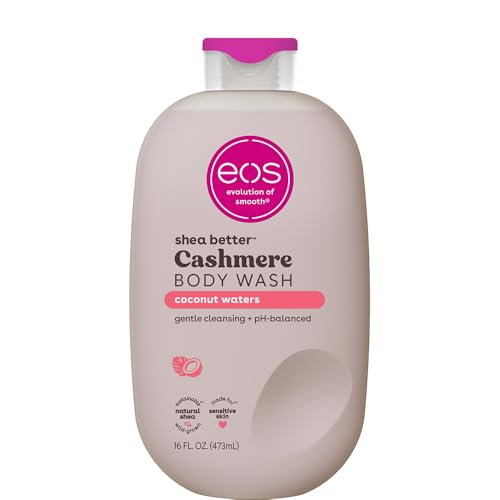 eos Cashmere Body Wash - Coconut Waters, Moisturizing Body Wash, Creamy Gel Formula, with Shea Butter, Glycerin, Vitamin E, pH Balanced, Sensitive