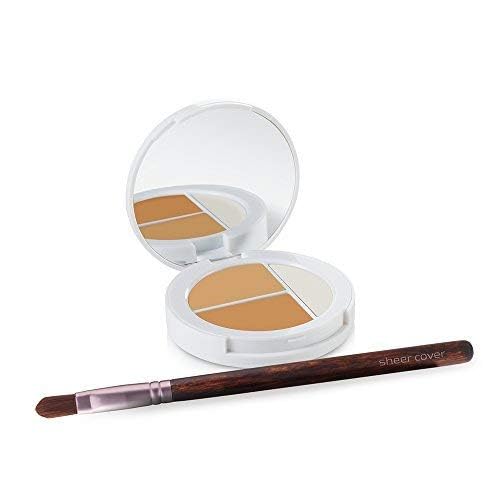Sheer Cover Studio - Conceal and Brighten Highlight Trio - Two-Toned Concealers - Shimmering Highlighter - Medium/Tan Shade - With FREE Concealer