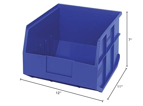 Quantum Storage K-SSB425BL-3 3-Pack Stackable Plastic Shelf Bin, 12" x 11" x 7", Blue