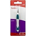 LEADER Tweezers Slant Tip Precision, Easy Grip, Non-Slip Rubber, Stainless Steel, Great Precision for Eyebrows, Facial Hair, Splinter and Ingrown Hair