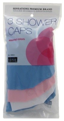 Siris 3 Shower Caps Assorted Colors (Pack of 3)