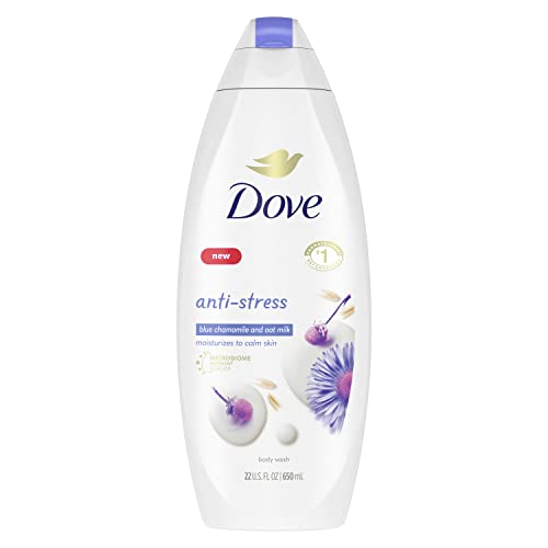 Dove Moisturizing Body Wash Sulphate Free Body Wash Moisturizes to Calm Skin Anti-Stress Body Cleanser with Blue Chamomile and oat milk scent 22 oz