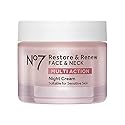 No7 Restore & Renew Multi Action Night Cream for Face & Neck - Nighttime Face Moisturizer with Collagen Peptides - Anti Aging Skin Care for Crepey