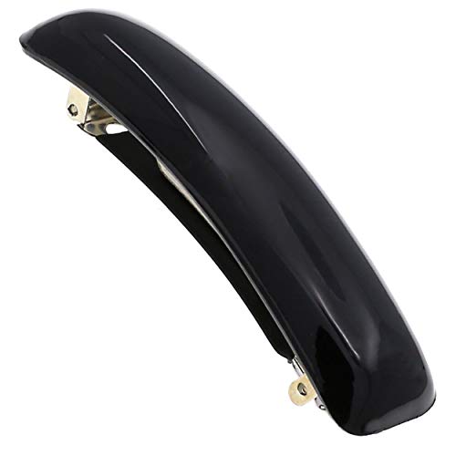 Camila Paris CP3019 French Hair Barrette Clip for Girls, Black, Rubberized Metal Clasp Strong Hold Grip Hair Clips for Women, No Slip Durable