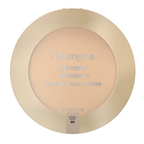 Neutrogena Mineral Sheers Compact Powder Foundation, Lightweight & Oil-Free Mineral Foundation, Fragrance-Free, Natural Beige 60, .34 oz