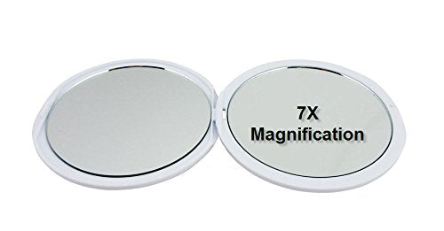 SKÖN lifestyle - Jessy, Perfect 7X/1X Travel Mirror - Large 4 Inch Compact Glass Mirrors - 7X magnification and traditional 1X mirror, Full 180 degree