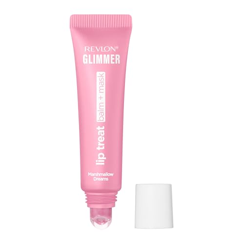 Revlon Glimmer Lip Treat Balm + Mask, Overnight Peptide Lip Treatment, Hydrating, 002 Marshmallow Dreams, 0.4 fl oz