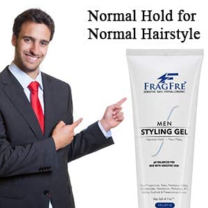 FRAGFRE Men Hair Styling Gel Fragrance Free 8 oz - pH Balanced for Men with Sensitive Skins - Not Too Firm or Too Light - Just Normal Hold for Normal