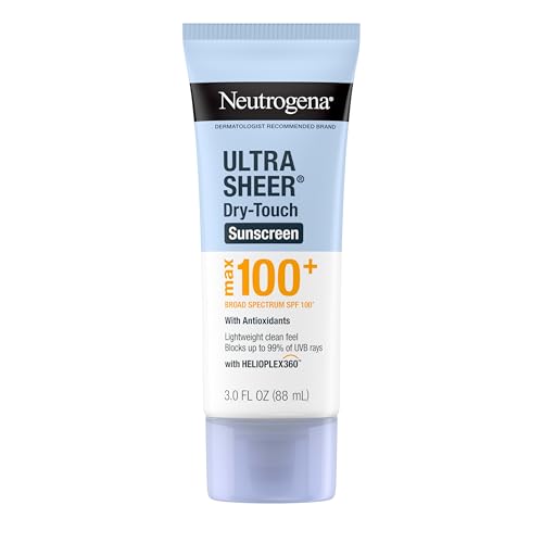Neutrogena Ultra Sheer Dry-Touch Sunscreen Lotion, Max 100+ Broad Spectrum SPF 100 UVA/UVB Protection, Lightweight, Non-Greasy Sunscreen