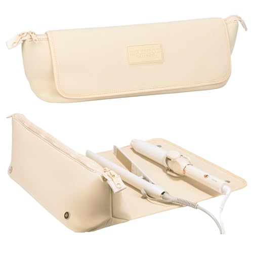 BAREFOOT CARIBOU Hair Tools Travel Bag and Heat Resistant Mat for Flat Irons, Straighteners, Curling Iron, and Haircare Accessories, 2-in-1 design
