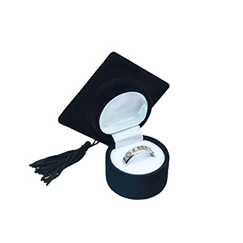 Amosfun Graduation Cap Shaped Ring Box Creative Jewelry Storage Box Ring Organizer Case Graduation for Celebration Party Supplies (Black)