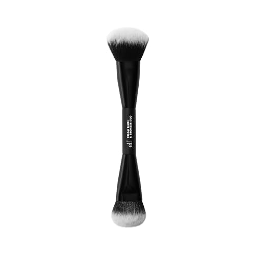 e.l.f. Cream Blush & Bronzer Duo Brush, 2-in-1 Makeup Brush for Blending & Layering Cream Formulas, Creates Seamless Glow, Vegan & Cruelty-Free Beauty and Personal Care e.l.f. Default Title