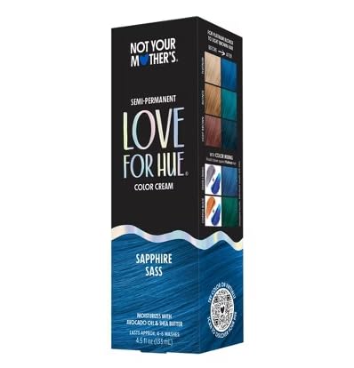 Not Your Mother's Love For Hue Semi-Permanent Hair Color Cream, Sapphire Sass, Blue 4.5 fl oz / 133 ml