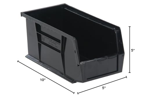 Quantum Storage Systems QUS230 Plastic Storage Stacking Ultra Bin, 10-Inch by 5-Inch by 5-Inch, Black Recycled, Case of 12, QUS230BR
