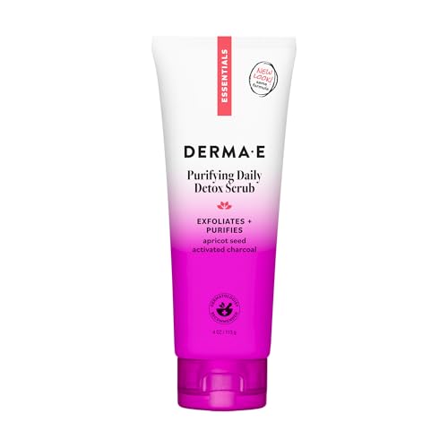 DERMA E Purifying Daily Facial Detox Scrub with Activated Charcoal and Seaweed Extract -Exfoliating Face Scrub Cleanses, Smooths and Brightens, 4oz