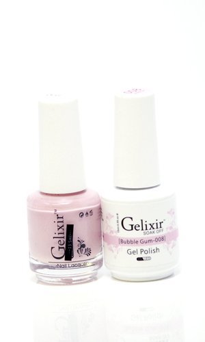 Gelixir Duo Matching Gel and Nail Polish, Made in USA. (008-Bubble Gum) Beauty & Personal Care Gelixir