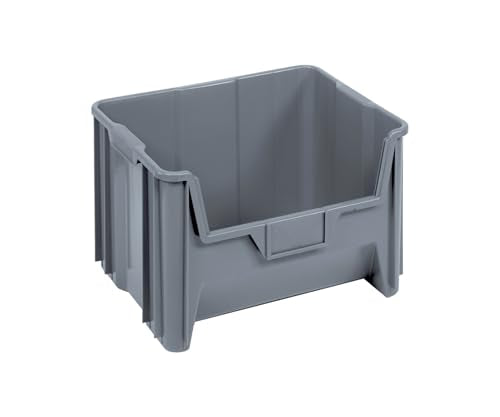 Quantum QGH700GY Stack Container for Warehouse Storage | Stackable Up to 6 Bins | (6) 1/4" Drill Hole for Drainage and Air Circulation | 15.25" x…