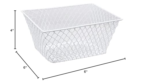Small Metal Rectangular, Oval and Round Wire Baskets with Handles, Black and White, 4-ct Sets (Rectangular White Without Handles)