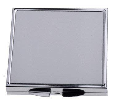 SFS METALIC 1 Square Metal Grey Pocket Mirror Sublimation Dye Heat Transfer Craft Engraved 2.2" x 2.2"