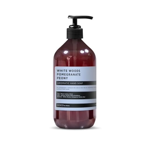 COCO by Stone 16oz Hand Soap (White Woods | Pomegranate | Peony Inspired by Aria Hotel) - Castile Soap for Soft Cleansing and a Floral-Fruit Vegan