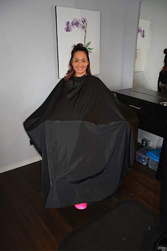 Capes By Sheena Black Nylon Hairdresser Barber Cape W/ 10 Snap Closure, X Large 66” L x 53.5” Stylist Supplies for Hair-Cutting