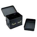 AQ Matte Black & Gold Metal Storage Box - Removable Tray, Multipurpose Tin with Secure Lid for Cosmetics, Makeup, Toiletries, First Aid - Cute First…
