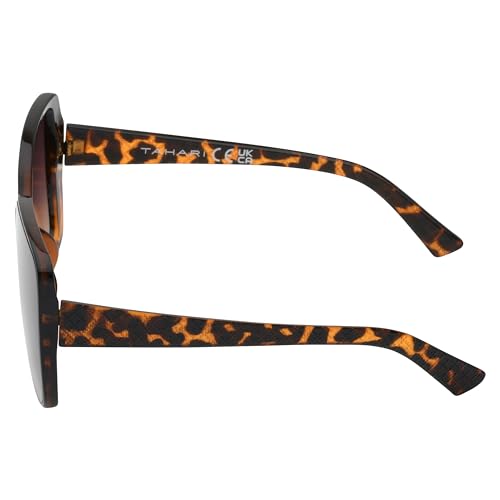 TAHARI Women's Square-Retro Oversized Sunglasses, Tortoise, 64 mm