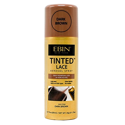 EBIN NEW YORK Tinted Lace Spray Dark Brown | Water Resistant & High Pigment Lace Tint for Wig | Even Spray, No Residue & Natural Finish | 2.7 Fl Oz