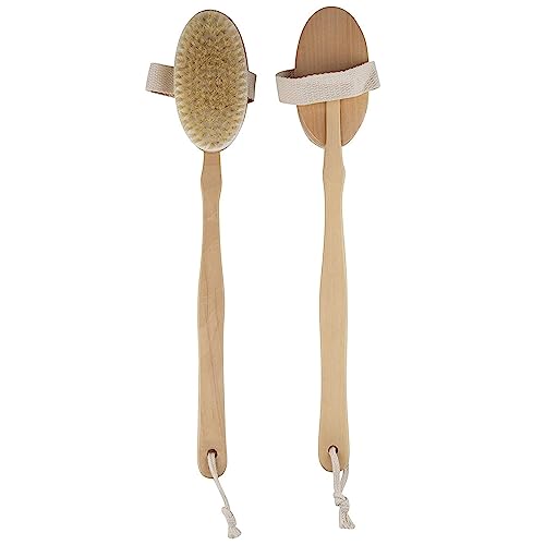 Juvale Dry Brushing Body Brush - Versatile Dry & Shower Brush - Long-Handle Back Scrubber - Bath Scrubber with Removable Handle - Pack of 2, 16.9 in