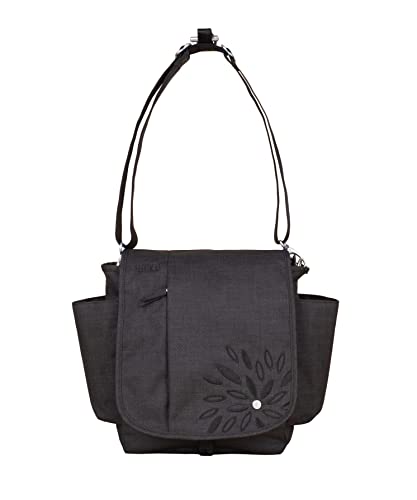 HAIKU To Go Convertible 2.0 Crossbody and Backpack Messenger-Style Travel Bag with Adjustable Shoulder Straps, Dual Pockets, Black in Bloom