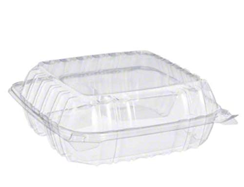Dart Solo Dart 8" x 8"x 3" Clear Plastic Hinged Food Take-Out Container 1-Compartment (Pack of 25)