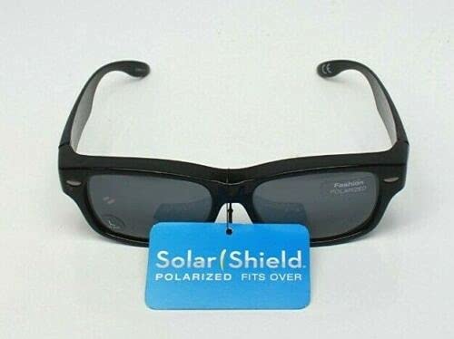 Solar Shield Dioptics Solar shield Fits over Sunglasses (FO-056) UnisexWay shape Black glossy frame,Smoke lenses 54 mm,Gray,SS FO-056