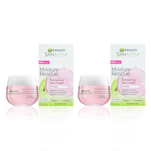 Garnier Moisture Rescue Refreshing Gel-Cream for Dry Skin, Oil-Free, 1.7 Oz (50g), 2 Count (Packaging May Vary)