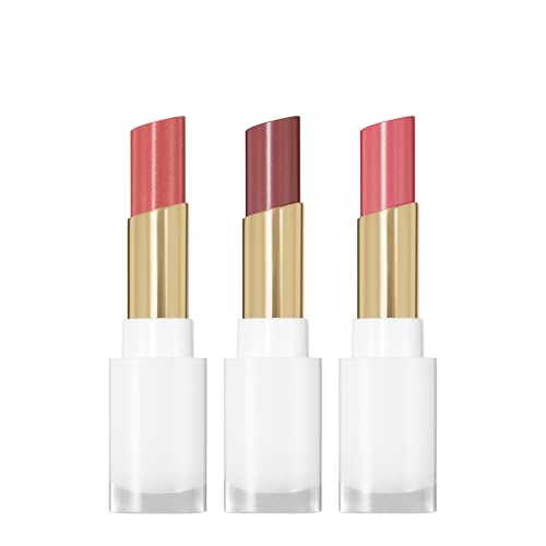 REVLON Super Lustrous Glass Shine Balm Gift Set, 3-Piece, Lipstick Multipack, Hydrating Tinted, Sheer Glossy Finish, 003 Honey Shine, 008 Rum Raisin
