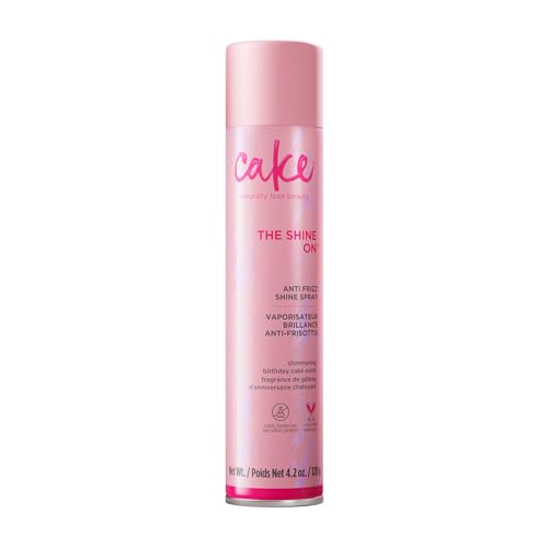 Cake Beauty Anti Frizz Shine Spray, The Shine On - Blocks Humidity for Smooth, Frizz Free, Shiny Hair - Safflower, Sweet Almond, Moringa & Argan Oil