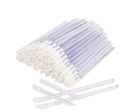WOIWO 50 Pcs Disposable Tipped Lip Gloss Wands Applicator, Lip Brushes Make Up Beauty Tool,Clear