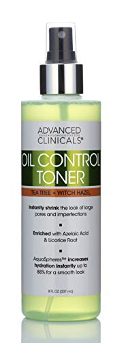 Advanced Clinicals Oil Control Purifying Facial Mist Toner. Hydrating, Non-Greasy Tea Tree Oil, Witch Hazel Toner W/Aloe Vera Face Mist Cleans Pores